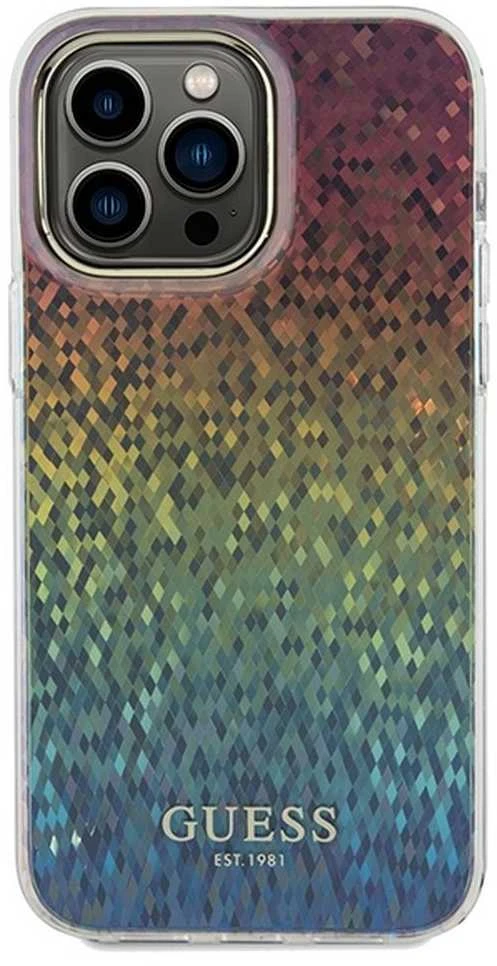 Guess GUHCP13LHDECMI Apple iPhone 13 Pro / 13 kietas dėklas IML Faceted Mirror Disco Iridescent