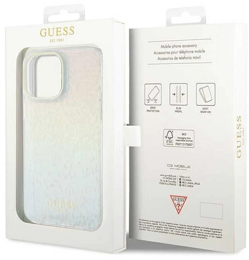 Guess GUHCP13LHDECMI Apple iPhone 13 Pro / 13 kietas dėklas IML Faceted Mirror Disco Iridescent
