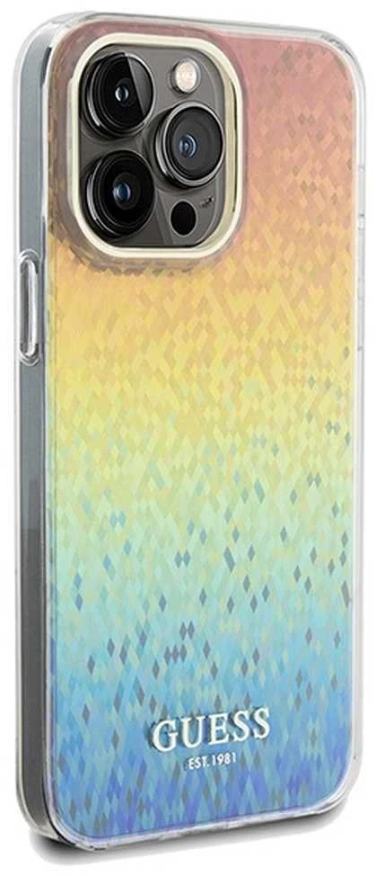 Guess GUHCP13LHDECMI Apple iPhone 13 Pro / 13 kietas dėklas IML Faceted Mirror Disco Iridescent
