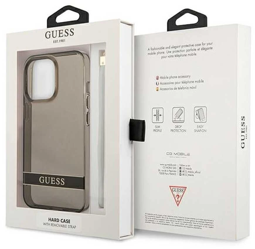 Dėklas GUESS GUHCP13LHTSGSK IPHONE 13 PRO / 13 6.1 "Juodas / Juodas HARDCASE TRANSLUENT STAP