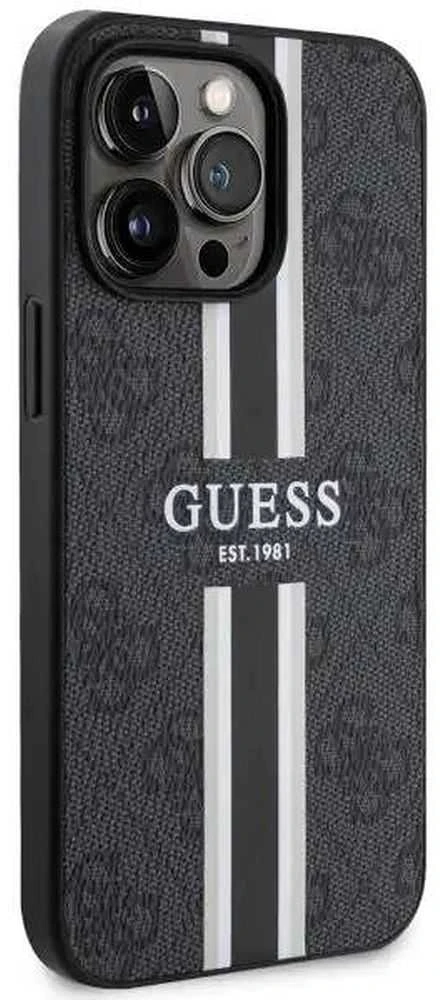 Dėklas GUESS GUHMP13LP4RPSK IPHONE 13 PRO / 13 6.1 "Juodas / Juodas HARDCASE 4G PRINTED STRIPES MAGSAFE
