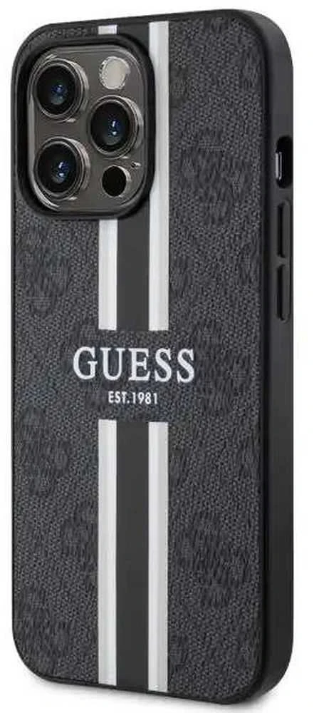 Dėklas GUESS GUHMP13LP4RPSK IPHONE 13 PRO / 13 6.1 "Juodas / Juodas HARDCASE 4G PRINTED STRIPES MAGSAFE
