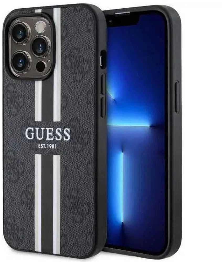 Dėklas GUESS GUHMP13LP4RPSK IPHONE 13 PRO / 13 6.1 "Juodas / Juodas HARDCASE 4G PRINTED STRIPES MAGSAFE