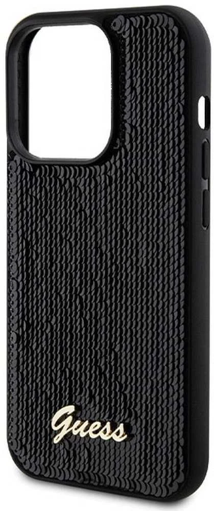 Guess GUHCP13XPSFDGSK Apple iPhone 13 Pro Max 6.7″ juodos spalvos kietas dėklas Sequin Script Metal