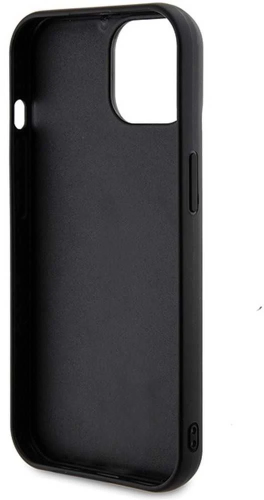 Guess GUHCP14SPSFDGSK Apple iPhone 14 / 15 / 13 6.1″ juodos spalvos kietas dėklas Sequin Script Metal