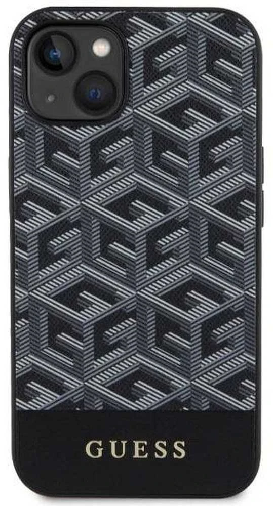 Guess telefono dėklas iPhone 14 6,1 GUHMP14SHGCFSEK juodas hard telefono dėklas GCube Stripes MagSafe