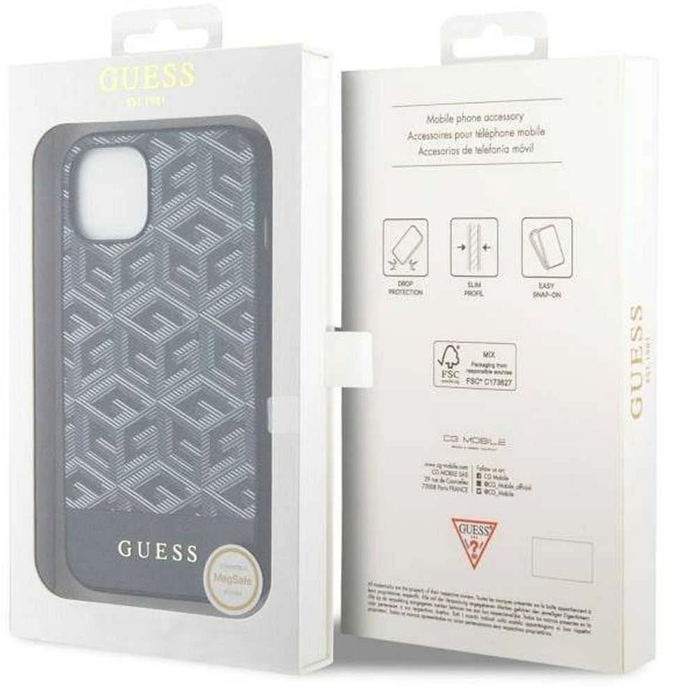 Guess telefono dėklas iPhone 14 6,1 GUHMP14SHGCFSEK juodas hard telefono dėklas GCube Stripes MagSafe