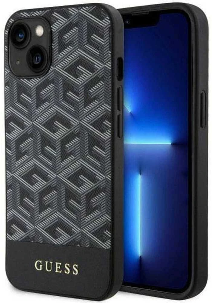 Guess telefono dėklas iPhone 14 6,1 GUHMP14SHGCFSEK juodas hard telefono dėklas GCube Stripes MagSafe