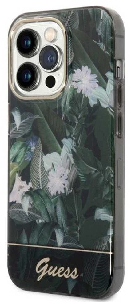 Guess GUHCP14LHGJGHA Apple iPhone 14 Pro 6,1″ žalias kietas dėklas Jungle Collection