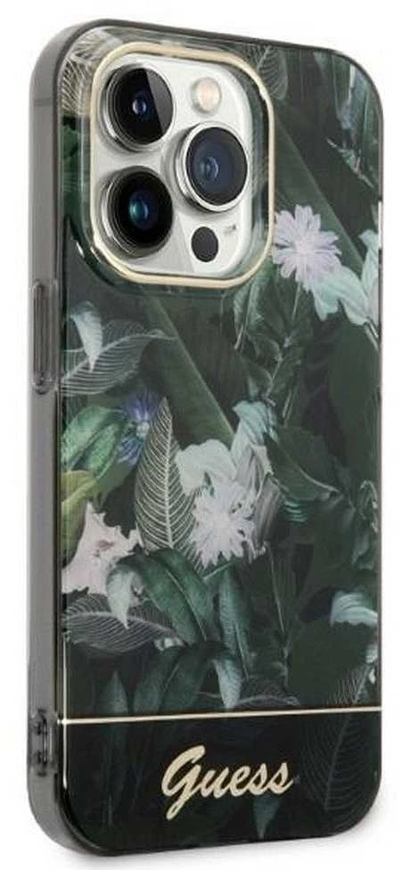 Guess GUHCP14LHGJGHA Apple iPhone 14 Pro 6,1″ žalias kietas dėklas Jungle Collection