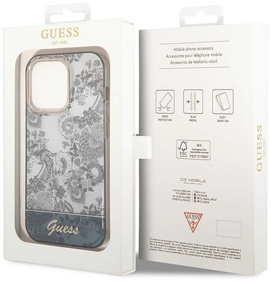Dėklas GUESS GUHCP14LHGPLHG IPHONE 14 PRO 6.1 "GRAY/GRAY HARDCASE PORCELAIN COLLECTION