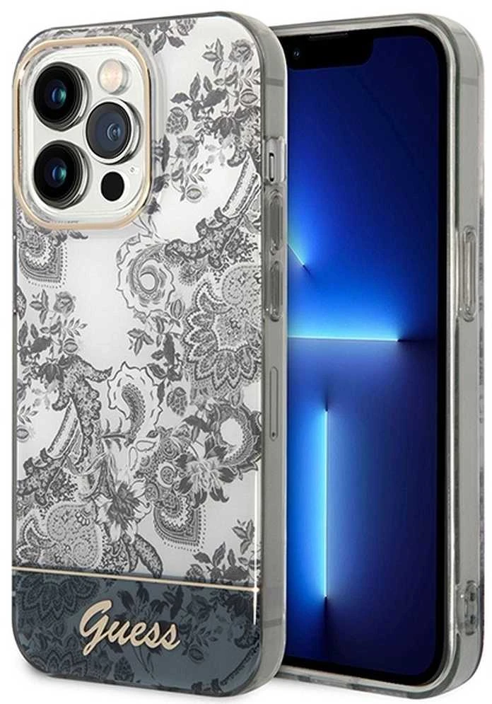 Dėklas GUESS GUHCP14LHGPLHG IPHONE 14 PRO 6.1 "GRAY/GRAY HARDCASE PORCELAIN COLLECTION