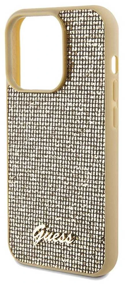 Guess GUHCP14LPMSDGSD Apple iPhone 14 Pro 6.1″ auksinis kietas dėklas Disco Metal Script
