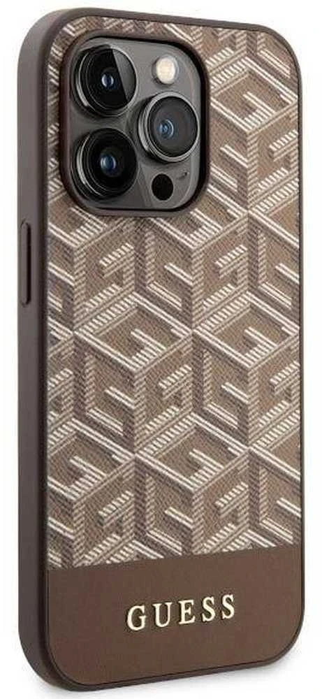 GUESS GUHMP14LHGCFSEW IPHONE 14 PRO 6.1 "RUDAS / RUDAS KIETAS DĖKLAS GCUBE STRIPES MAGSAFE