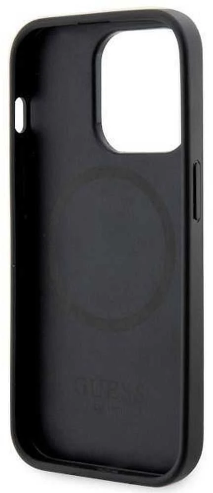 Guess GUHMP14LP4RPSK Apple iPhone 14 Pro 6.1″ juodos spalvos kietas dėklas 4G Printed Stripes MagSafe