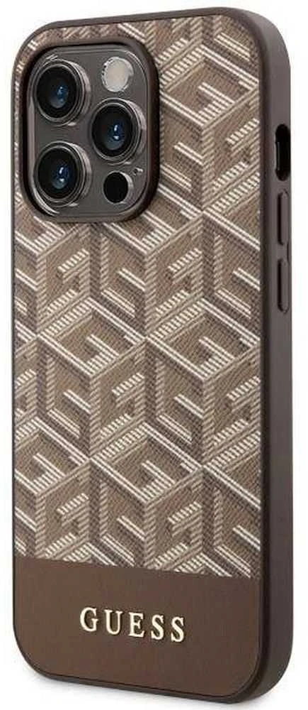 GUESS GUHMP14LHGCFSEW IPHONE 14 PRO 6.1 "RUDAS / RUDAS KIETAS DĖKLAS GCUBE STRIPES MAGSAFE