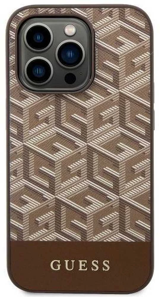 GUESS GUHMP14LHGCFSEW IPHONE 14 PRO 6.1 "RUDAS / RUDAS KIETAS DĖKLAS GCUBE STRIPES MAGSAFE