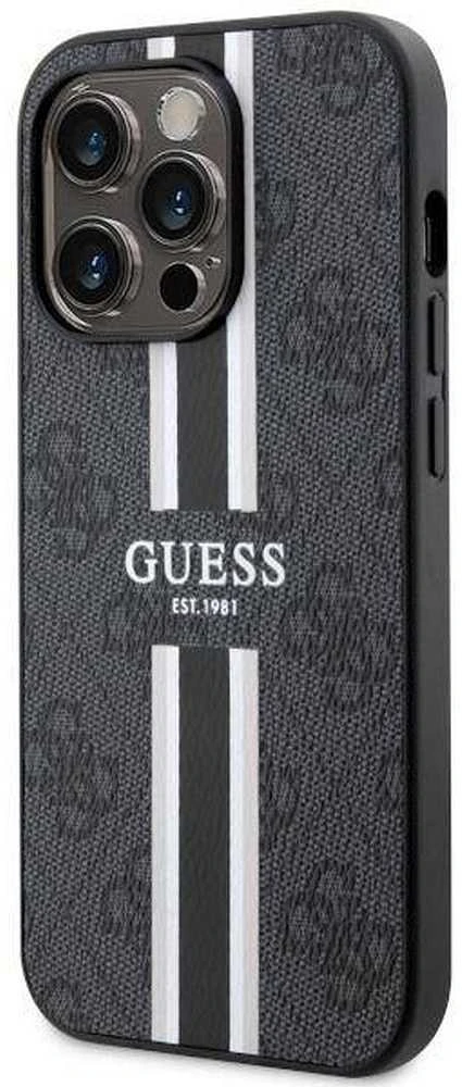 Guess GUHMP14LP4RPSK Apple iPhone 14 Pro 6.1″ juodos spalvos kietas dėklas 4G Printed Stripes MagSafe