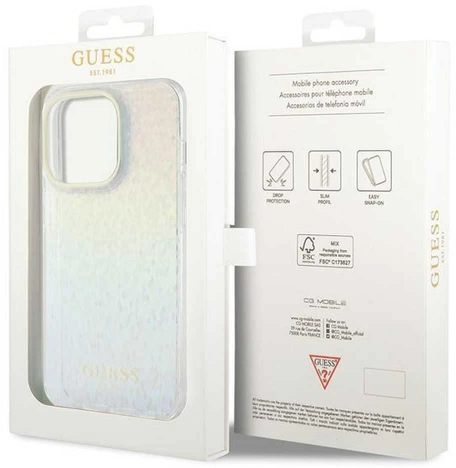 Guess GUHCP14XHDECMI Apple iPhone 14 Pro Max 6.7″ kietas dėklas IML Faceted Mirror Disco Iridescen