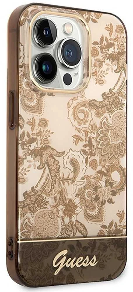 Apple iPhone 14 Pro Max Guess dėklas Porcelain Collection aukso spalvos