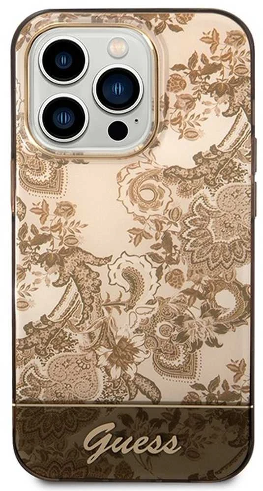 Apple iPhone 14 Pro Max Guess dėklas Porcelain Collection aukso spalvos