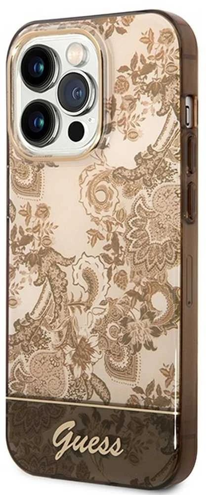 Apple iPhone 14 Pro Max Guess dėklas Porcelain Collection aukso spalvos