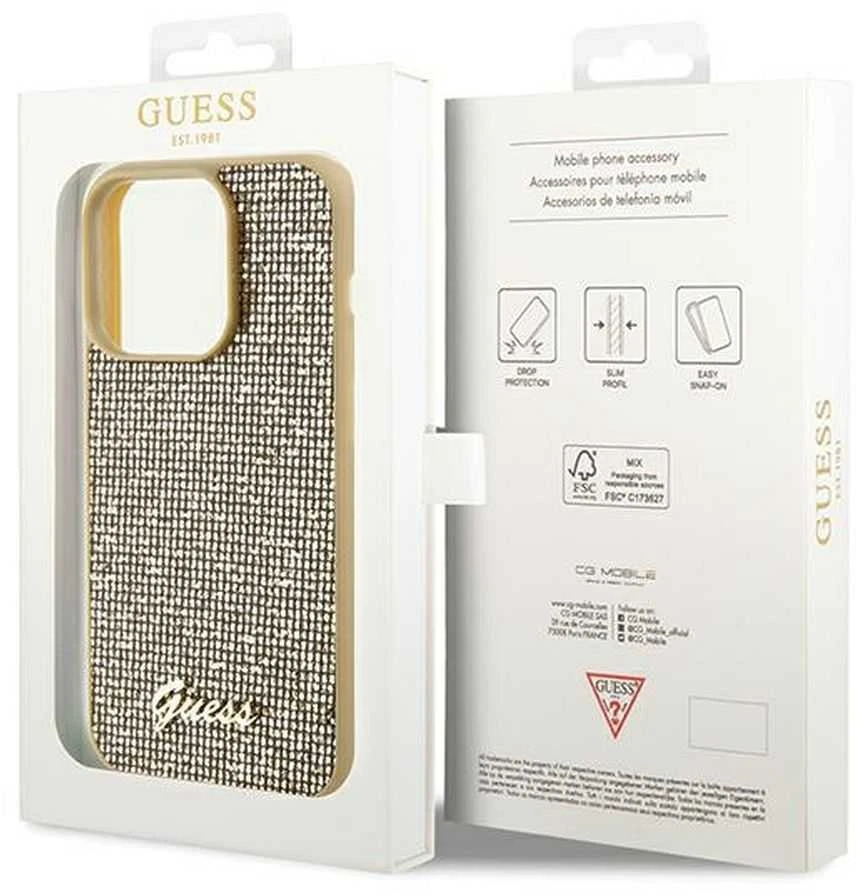 Dėklas GUESS GUHCP14XPMSDGSD IPHONE 14 PRO MAX 6,7 "GOLD / GOLD HARDCASE DISCO METAL SCRIPT