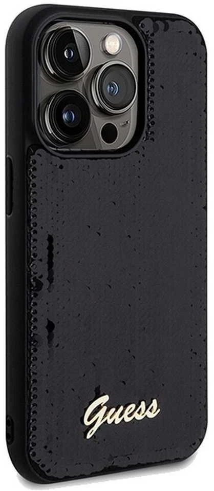 Apple iPhone 14 Pro Max Guess dėklas Sequin Script Metal (GUHCP14XPSFDGSK) juodos spalvos