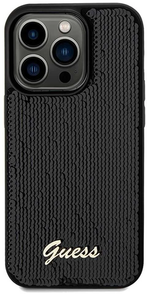 Apple iPhone 14 Pro Max Guess dėklas Sequin Script Metal (GUHCP14XPSFDGSK) juodos spalvos