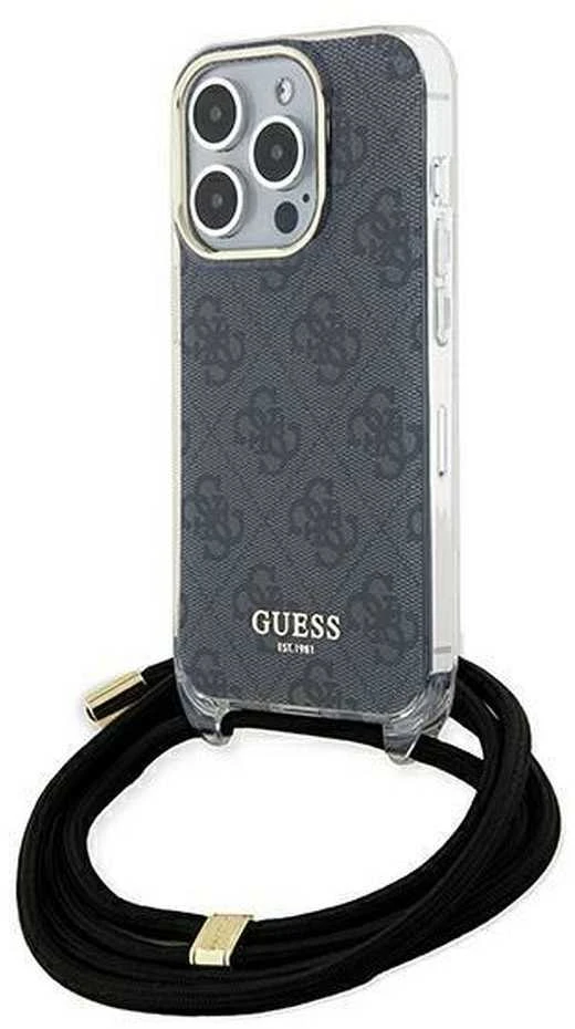 Dėklas GUESS GUHCP15XHC4SEK IPHONE 15 PRO MAX 6.7 "Juodas/Juodas HARDCASE CROSSBODY CORD 4G PRINT