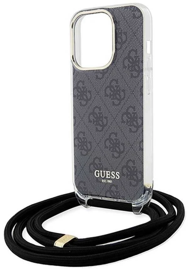 Dėklas GUESS GUHCP15XHC4SEK IPHONE 15 PRO MAX 6.7 "Juodas/Juodas HARDCASE CROSSBODY CORD 4G PRINT