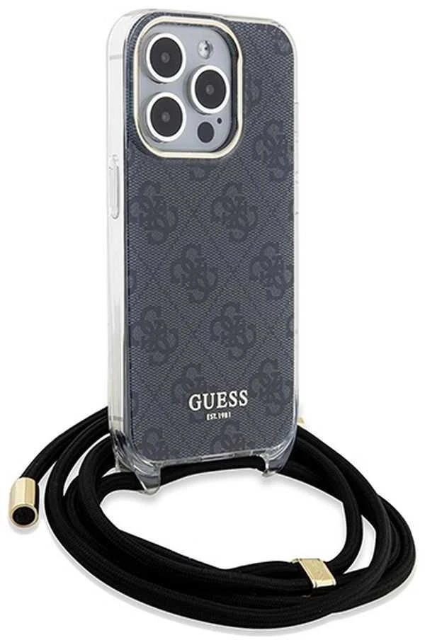 Dėklas GUESS GUHCP15XHC4SEK IPHONE 15 PRO MAX 6.7 "Juodas/Juodas HARDCASE CROSSBODY CORD 4G PRINT