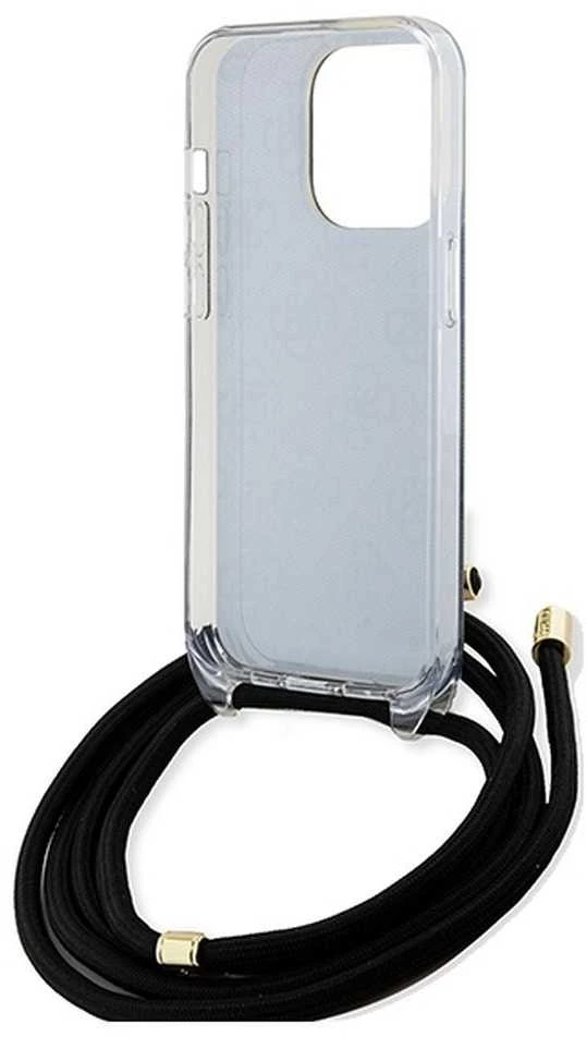 Dėklas GUESS GUHCP15XHC4SEK IPHONE 15 PRO MAX 6.7 "Juodas/Juodas HARDCASE CROSSBODY CORD 4G PRINT