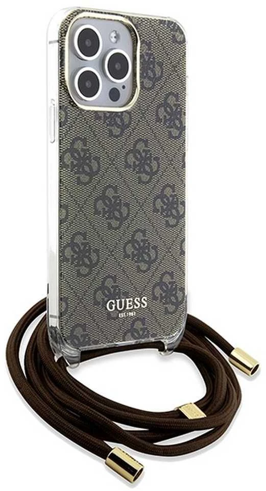 Dėklas GUESS GUHCP15XHC4SEW IPHONE 15 PRO MAX 6.7 "BROWN/BROWN HARDCASE CROSSBODY CORD 4G PRINT