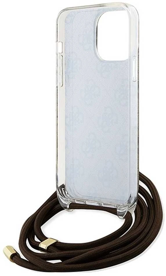 Dėklas GUESS GUHCP15XHC4SEW IPHONE 15 PRO MAX 6.7 "BROWN/BROWN HARDCASE CROSSBODY CORD 4G PRINT