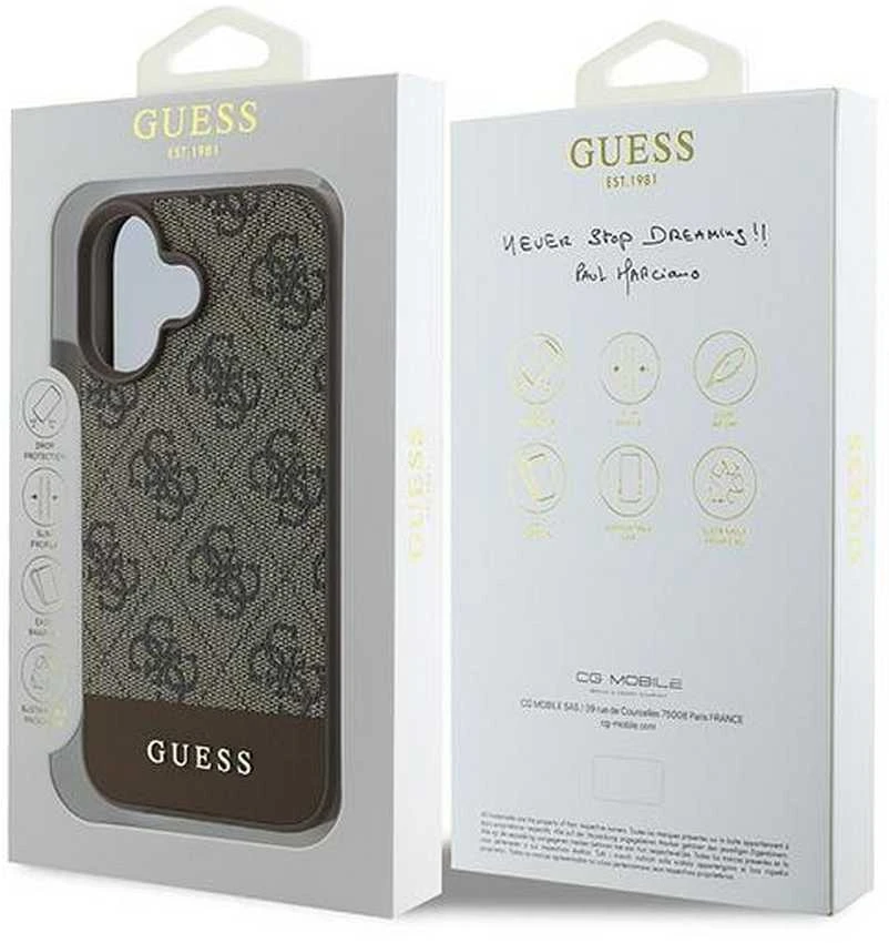 Guess GUHCP16MG4GLBR Apple iPhone 16 Plus 6.7″ rudos spalvos kietas dėklas 4G Bottom Stripe