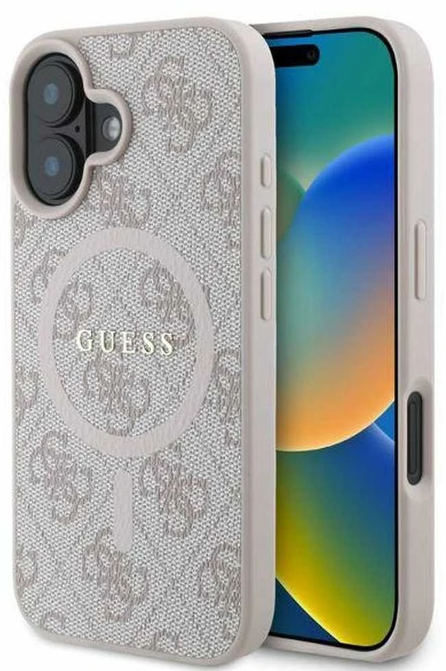 Guess PU Leather 4G Colored Ring MagSafe Apple iPhone 16 Pro Max dėklas telefonui juodos spalvos