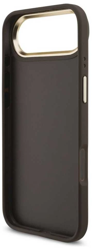Guess PU Leather 4G Metal Logo Gold Frame dėklas skirtas Apple iPhone Air rudos spalvos