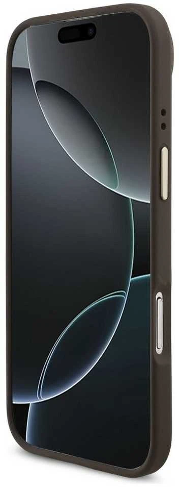 Guess PU Leather 4G Metal Logo Gold Frame dėklas skirtas Apple iPhone Air rudos spalvos