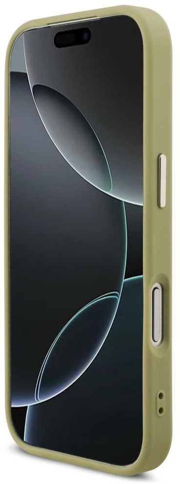 Guess Fixed Glitter Big 4G Metal Frame dėklas skirtas Apple iPhone 17 Pro aukso spalvos