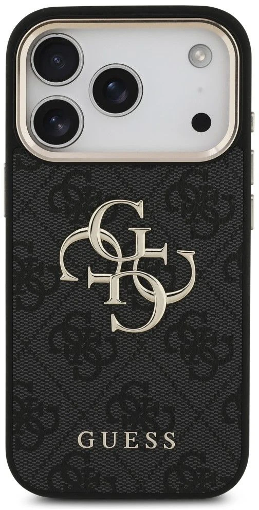 Dėklas GUESS case for IPHONE 18 Pro / 17 Pro GUE005483 (PU W/ Big 4G Classic Logo) juodas auksinis
