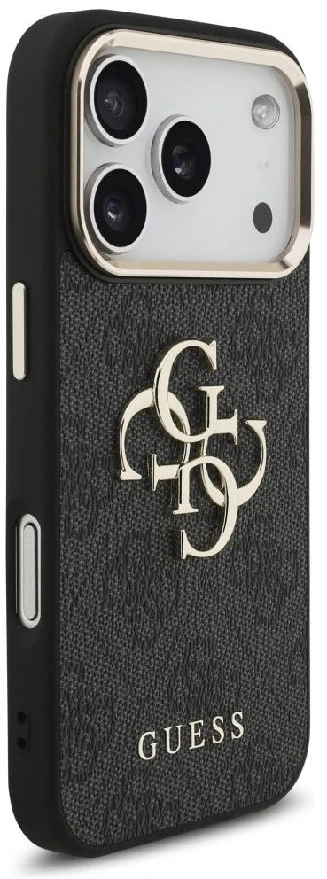 Dėklas GUESS case for IPHONE 18 Pro / 17 Pro GUE005483 (PU W/ Big 4G Classic Logo) juodas auksinis
