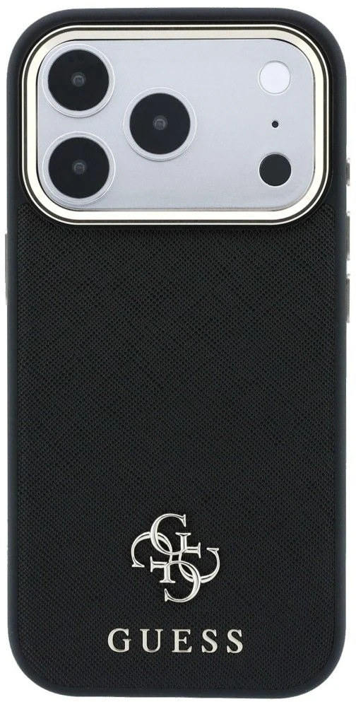 Dėklas Guess Saffiano Small 4G & Classic Logo MagSafe Case for iPhone 18 Pro / 17 Pro - Juodas
