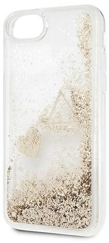 Guess GUOHCI8GLHFLGO Apple iPhone 7/8/SE 2020/SE 2022 auksinis kietas dėklas Glitter Charms