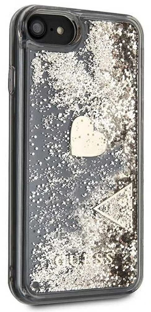 Guess GUOHCI8GLHFLGO Apple iPhone 7/8/SE 2020/SE 2022 auksinis kietas dėklas Glitter Charms
