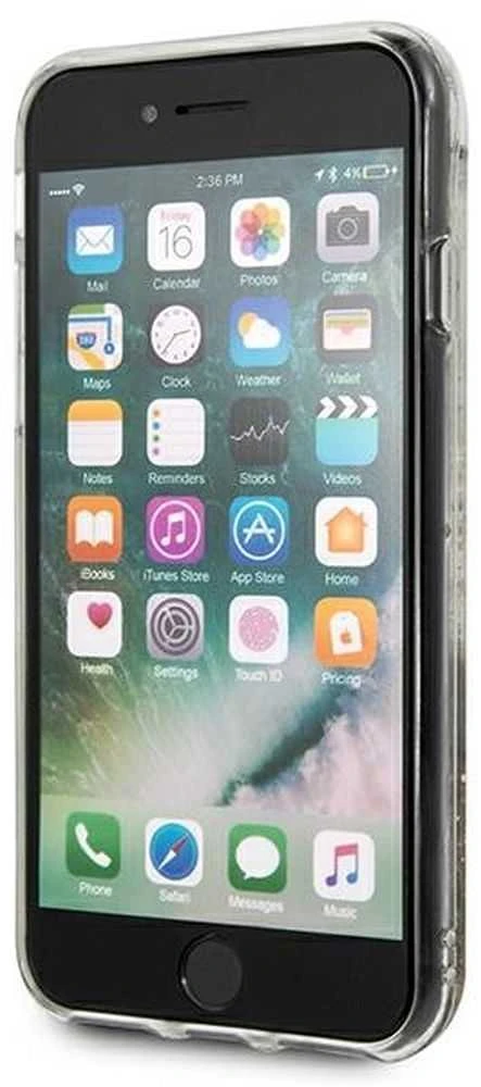 Guess GUOHCI8GLHFLGO Apple iPhone 7/8/SE 2020/SE 2022 auksinis kietas dėklas Glitter Charms