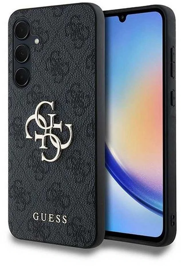 Guess GUHCSA354GMGGR A35 A356 juodos spalvos kietas dėklas 4G Big Metal Logo