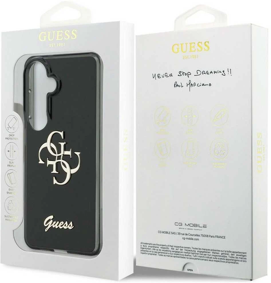 Guess IML 4G Script Metal Logo dėklas skirtas Samsung Galaxy 26 juodos spalvos