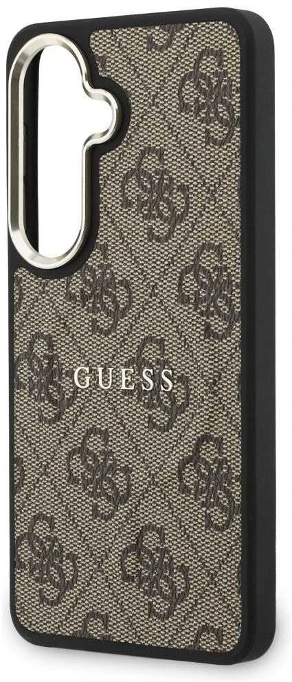 Guess PU Leather 4G Gold Frame Magnetic dėklas skirtas Samsung Galaxy S26 rudos spalvos