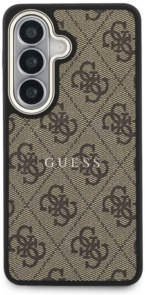 Guess PU Leather 4G Gold Frame Magnetic dėklas skirtas Samsung Galaxy S26 rudos spalvos